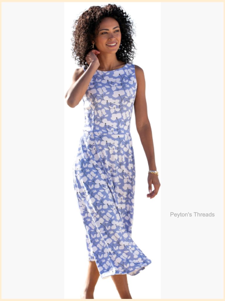 Sleeveless A-Line Midi Dress With Keyhole Back